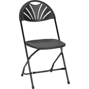 Dorel Zown Premium Fan Back Folding Chair - Black Seat Color - Black Back Color - Polyethylene Back Material - Black Frame Color - Powder Coated Steel Frame Material - Four-legged Base - 8 / Carton