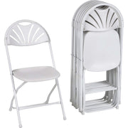 Dorel Zown Premium Fan Back Folding Chair - White Seat Color - White Back Color - Polyethylene Back Material - White Frame Color - Powder Coated Steel Frame Material - Four-legged Base - 8 / Carton
