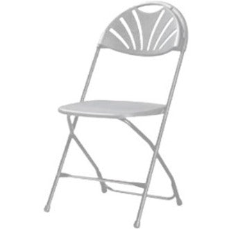 Dorel Zown Premium Fan Back Folding Chair - White Seat Color - White Back Color - Polyethylene Back Material - White Frame Color - Powder Coated Steel Frame Material - Four-legged Base - 8 / Carton