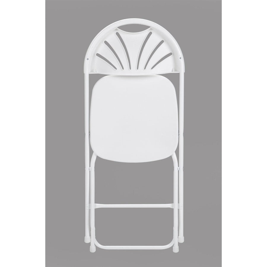 Dorel Zown Premium Fan Back Folding Chair - White Seat Color - White Back Color - Polyethylene Back Material - White Frame Color - Powder Coated Steel Frame Material - Four-legged Base - 8 / Carton
