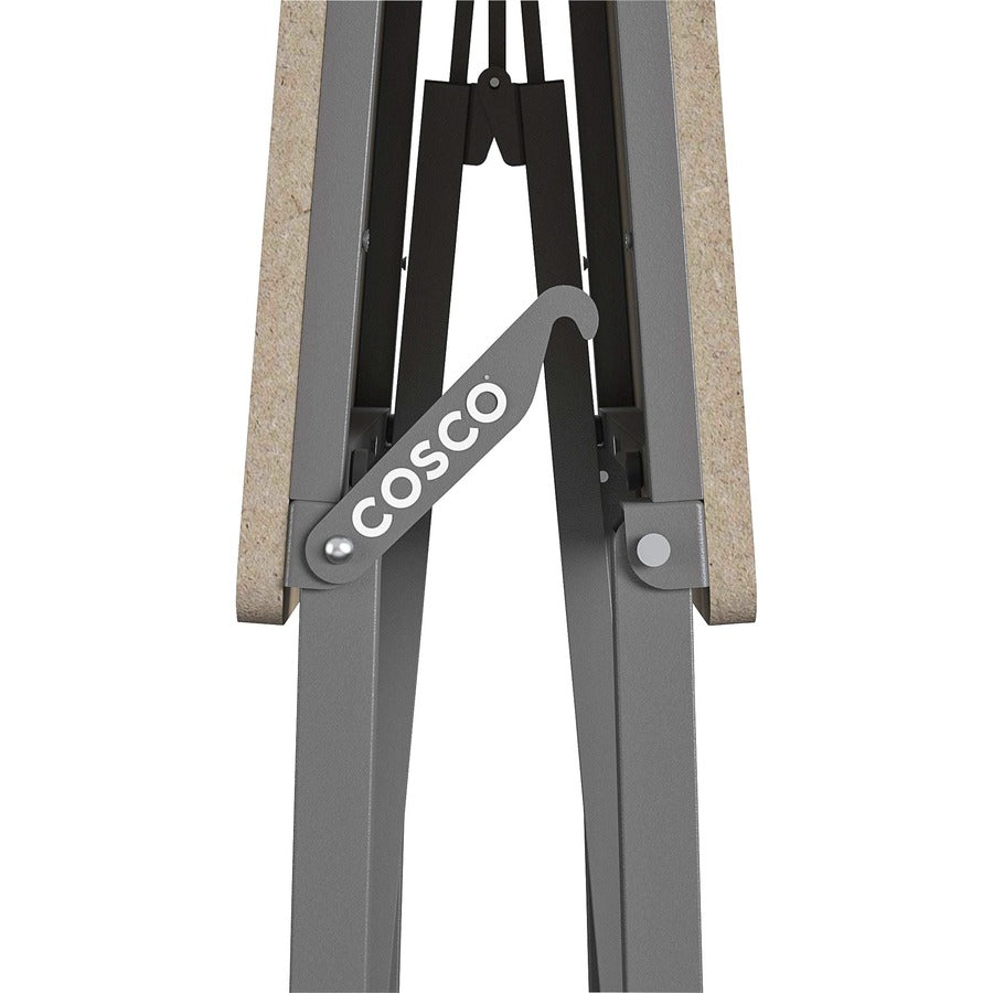 Cosco SmartFold Portable Work Desk Table, Rectangle Top, Four Leg Base, 350 lb Capacity, 51.40" W x 26.50" D x 55.45" H, Brown Steel Frame, MDF Top, Foldable, Locking Casters, 1 Each