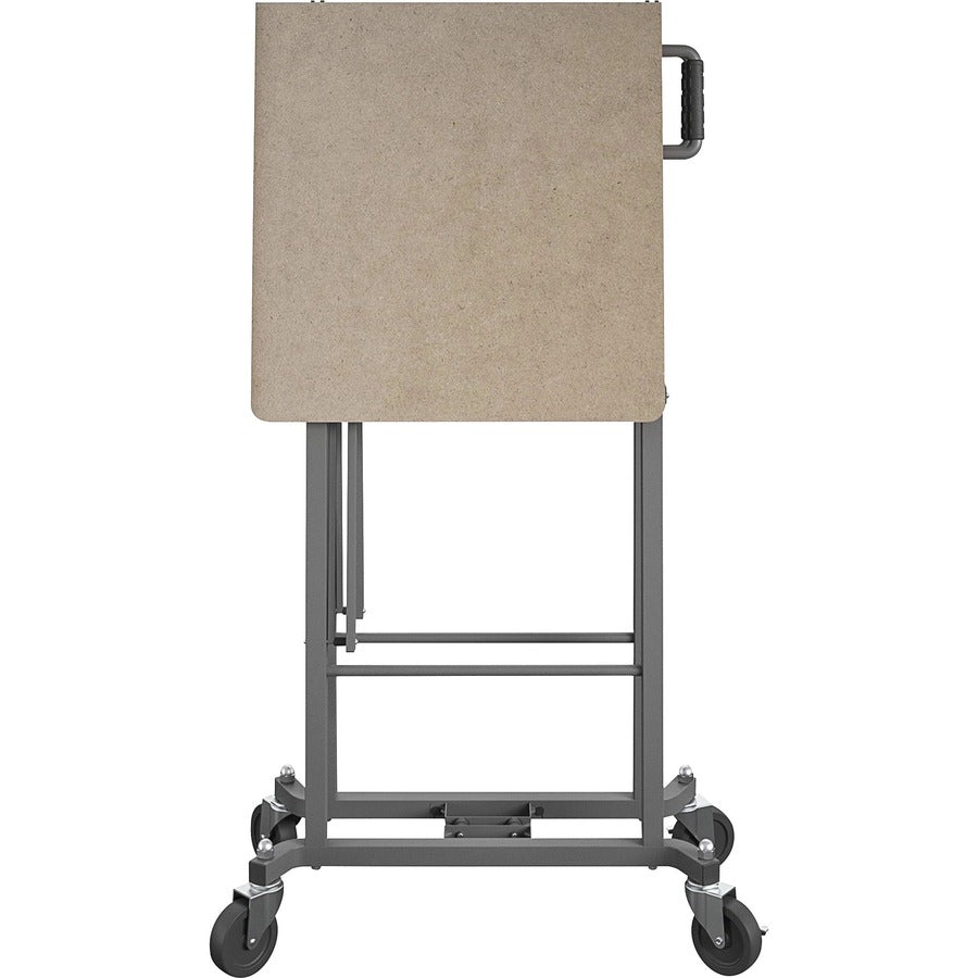 Cosco SmartFold Portable Work Desk Table, Rectangle Top, Four Leg Base, 350 lb Capacity, 51.40" W x 26.50" D x 55.45" H, Brown Steel Frame, MDF Top, Foldable, Locking Casters, 1 Each