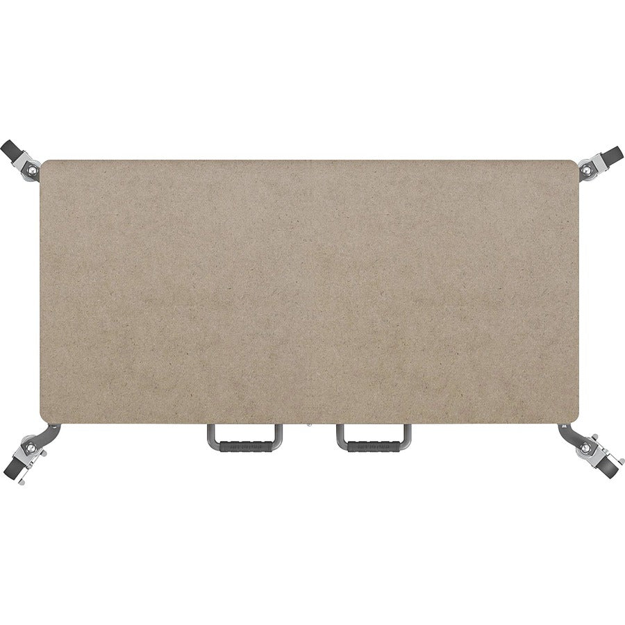 Cosco SmartFold Portable Work Desk Table, Rectangle Top, Four Leg Base, 350 lb Capacity, 51.40" W x 26.50" D x 55.45" H, Brown Steel Frame, MDF Top, Foldable, Locking Casters, 1 Each