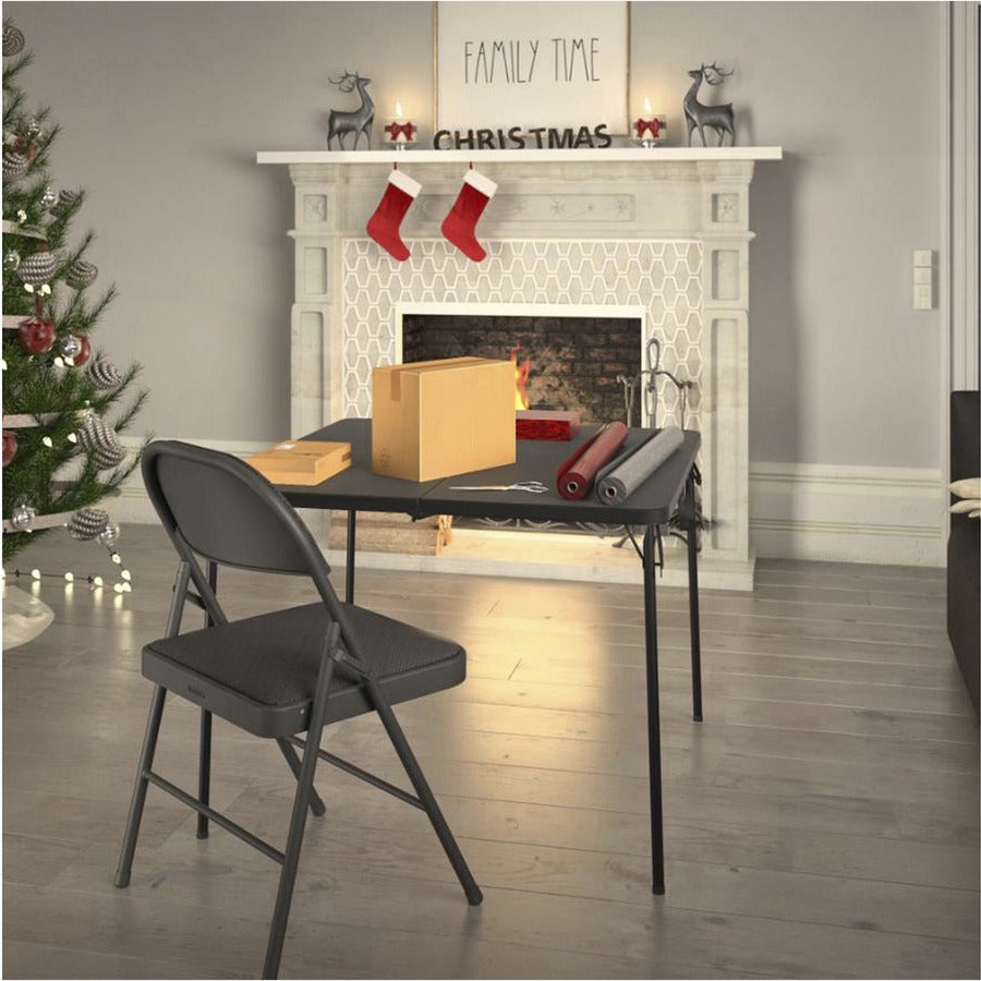 Cosco XL Fold-in-Half Card Table - Four Leg Base - 4 Legs - 200 lb Capacity - 38.50" Table Top Width x 38.50" Table Top Depth - 29.50" Height - Black - 1 Each
