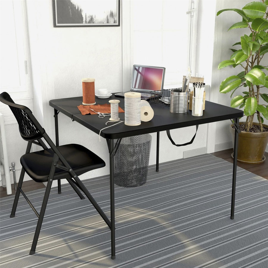 Cosco XL Fold-in-Half Card Table - Four Leg Base - 4 Legs - 200 lb Capacity - 38.50" Table Top Width x 38.50" Table Top Depth - 29.50" Height - Black - 1 Each