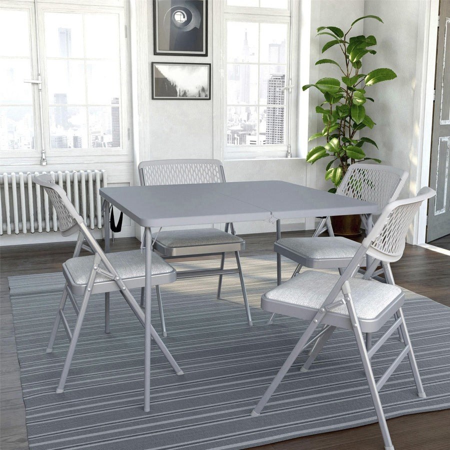 Cosco XL Fold-in-Half Card Table - Four Leg Base - 4 Legs - 200 lb Capacity - 38.50" Table Top Width x 38.50" Table Top Depth - 29.50" Height - Gray - 1 Each