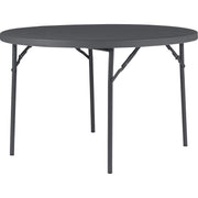 Dorel Zown Commercial Round Blow Mold Fold Table - Round Top - 4 Legs - 750 lb Capacity - 48" Table Top Diameter - 29.30" Height - Gray - High-density Polyethylene (HDPE), Resin - 1 Each