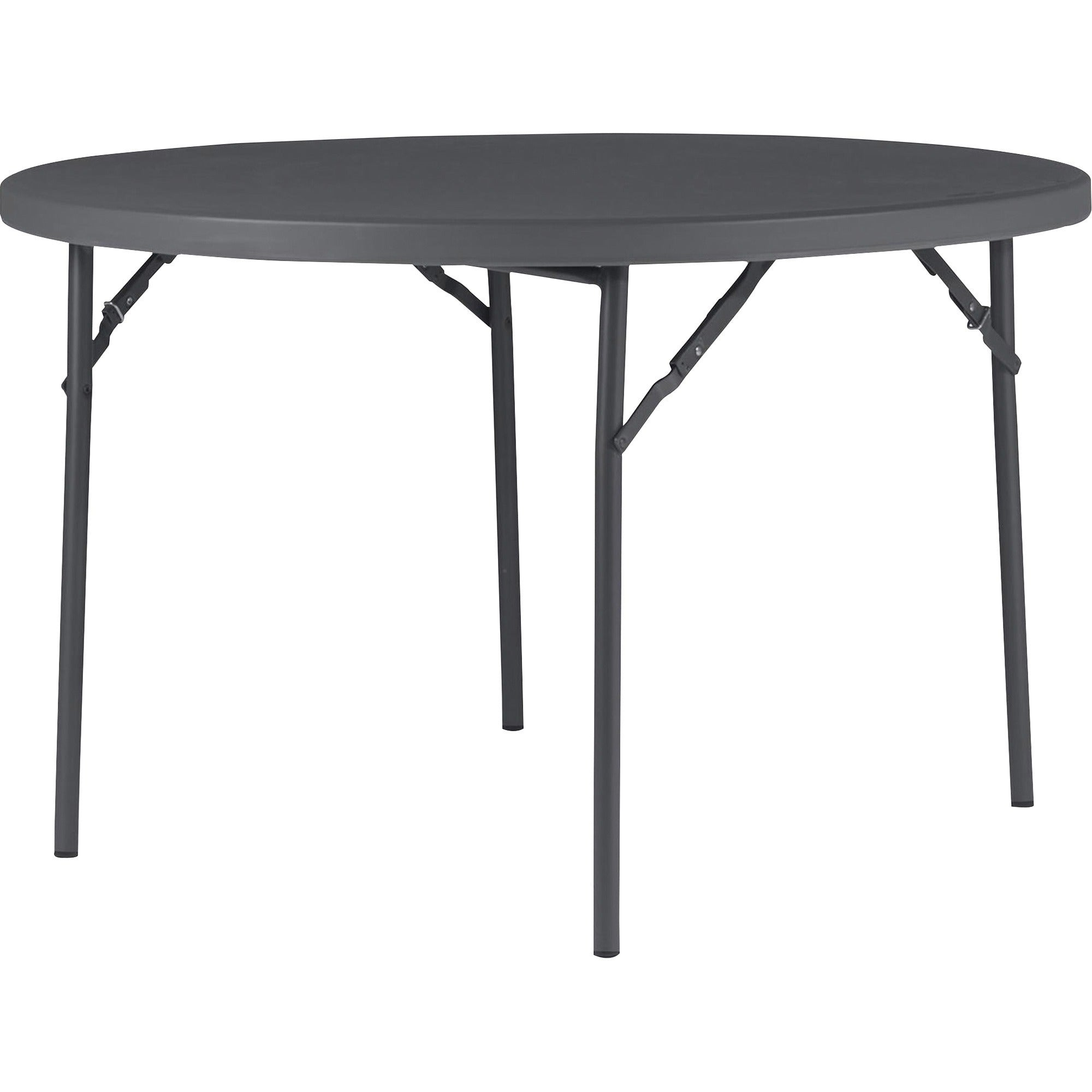 Dorel Zown Commercial Round Blow Mold Fold Table - Round Top - 4 Legs - 750 lb Capacity - 48" Table Top Diameter - 29.30" Height - Gray - High-density Polyethylene (HDPE), Resin - 1 Each