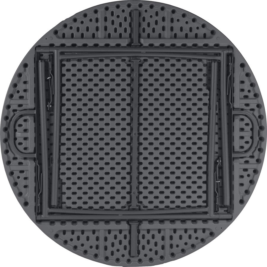 Dorel Zown Commercial Round Blow Mold Fold Table - Round Top - 4 Legs - 750 lb Capacity - 48" Table Top Diameter - 29.30" Height - Gray - High-density Polyethylene (HDPE), Resin - 1 Each