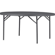 Dorel Zown Commercial Round Blow Mold Fold Table - Round Top - 4 Legs - 750 lb Capacity - 60" Table Top Diameter - 29.20" Height - Gray - High-density Polyethylene (HDPE), Resin - 1 Each