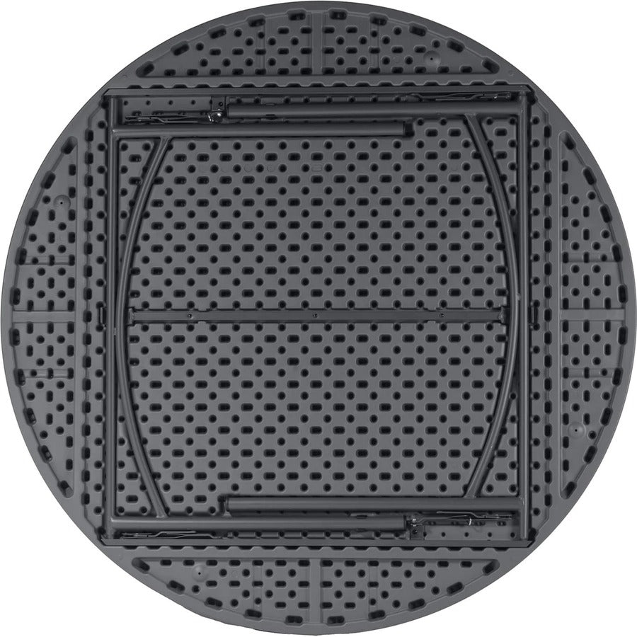 Dorel Zown Commercial Round Blow Mold Fold Table - Round Top - 4 Legs - 750 lb Capacity - 60" Table Top Diameter - 29.20" Height - Gray - High-density Polyethylene (HDPE), Resin - 1 Each