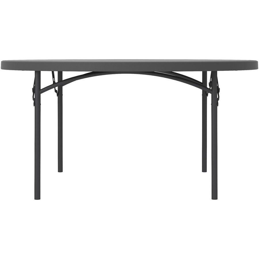 Dorel Zown Commercial Round Blow Mold Fold Table - Round Top - 4 Legs - 750 lb Capacity - 60" Table Top Diameter - 29.20" Height - Gray - High-density Polyethylene (HDPE), Resin - 1 Each