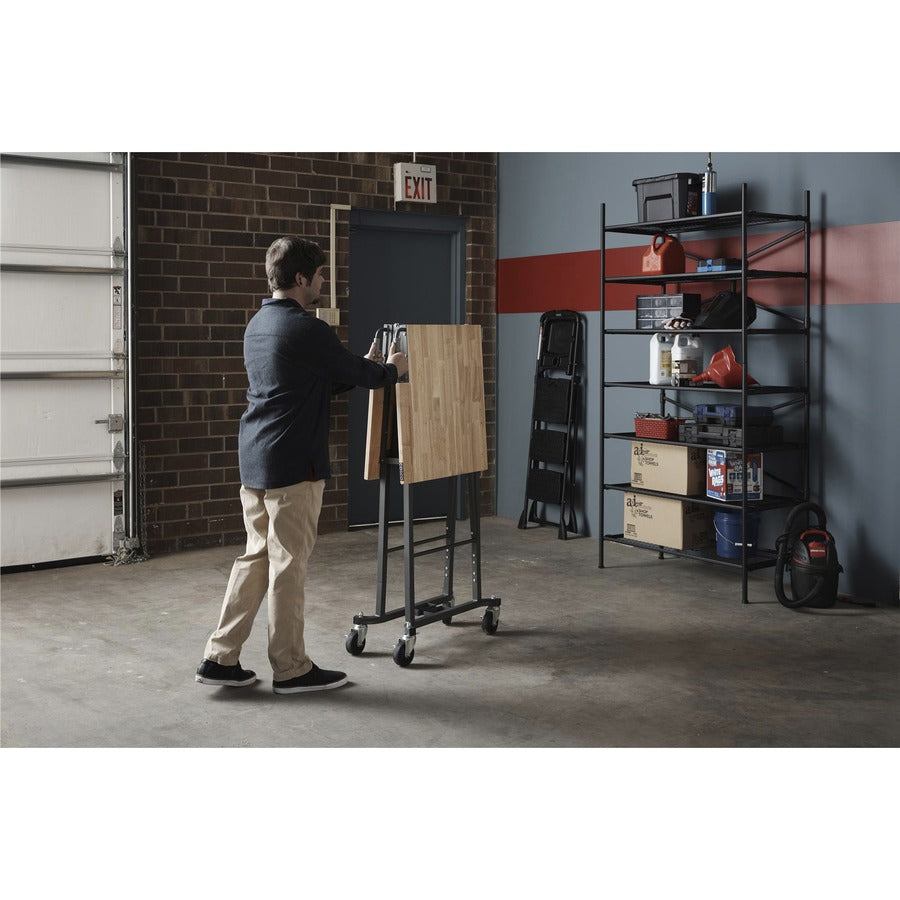 Cosco Smartfold Portable Work Desk Table - Four Leg Base - 4 Legs - 400 lb Capacity - 14.50" Table Top Width x 25.51" Table Top Depth - 55.25" Height - Gray - Steel - Hardwood Top Material - 1 Each