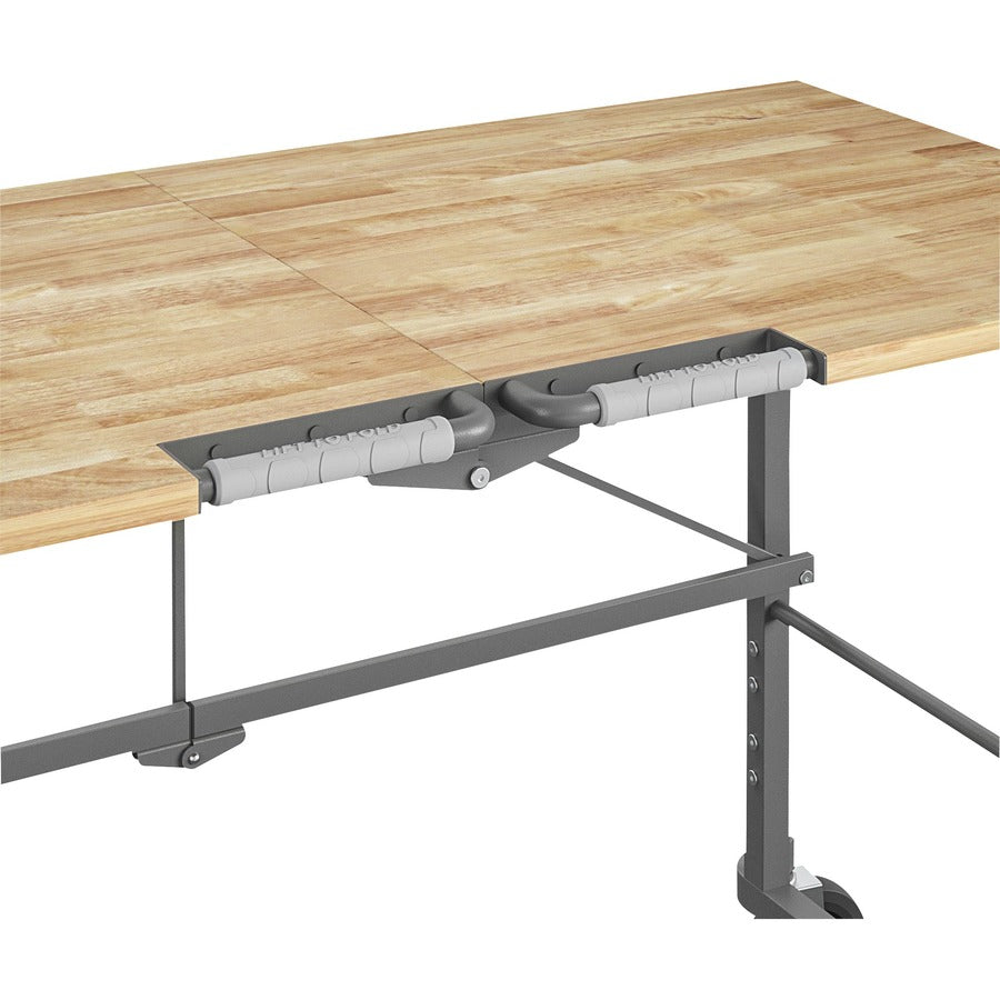 Cosco Smartfold Portable Work Desk Table - Four Leg Base - 4 Legs - 400 lb Capacity - 14.50" Table Top Width x 25.51" Table Top Depth - 55.25" Height - Gray - Steel - Hardwood Top Material - 1 Each