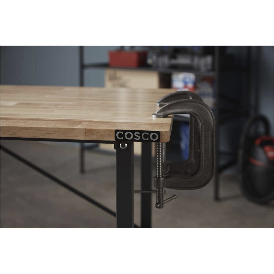 Cosco Smartfold Portable Work Desk Table - Four Leg Base - 4 Legs - 400 lb Capacity - 14.50" Table Top Width x 25.51" Table Top Depth - 55.25" Height - Gray - Steel - Hardwood Top Material - 1 Each
