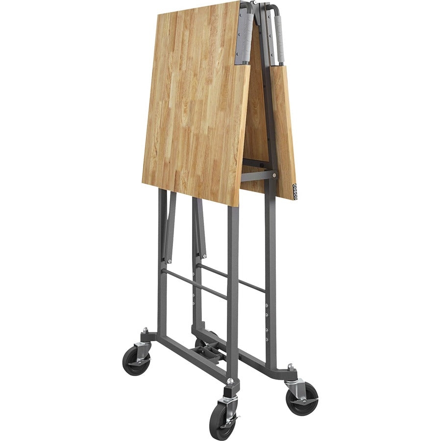 Cosco Smartfold Portable Work Desk Table - Four Leg Base - 4 Legs - 400 lb Capacity - 14.50" Table Top Width x 25.51" Table Top Depth - 55.25" Height - Gray - Steel - Hardwood Top Material - 1 Each