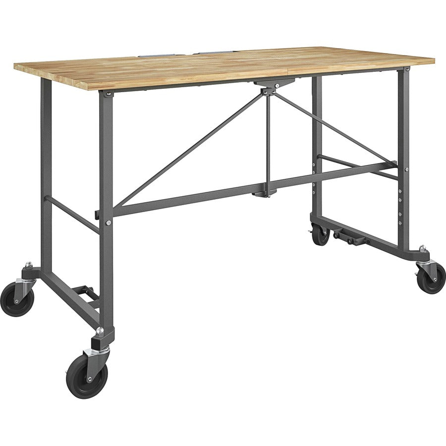Cosco Smartfold Portable Work Desk Table - Four Leg Base - 4 Legs - 400 lb Capacity - 14.50" Table Top Width x 25.51" Table Top Depth - 55.25" Height - Gray - Steel - Hardwood Top Material - 1 Each