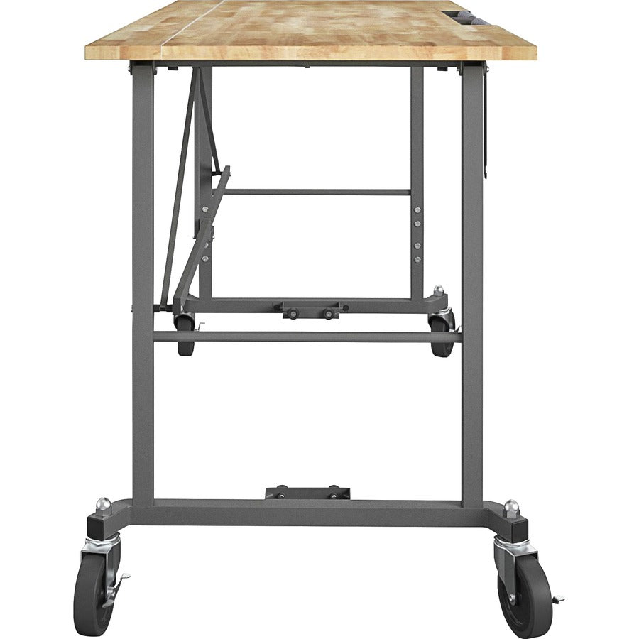 Cosco Smartfold Portable Work Desk Table - Four Leg Base - 4 Legs - 400 lb Capacity - 14.50" Table Top Width x 25.51" Table Top Depth - 55.25" Height - Gray - Steel - Hardwood Top Material - 1 Each