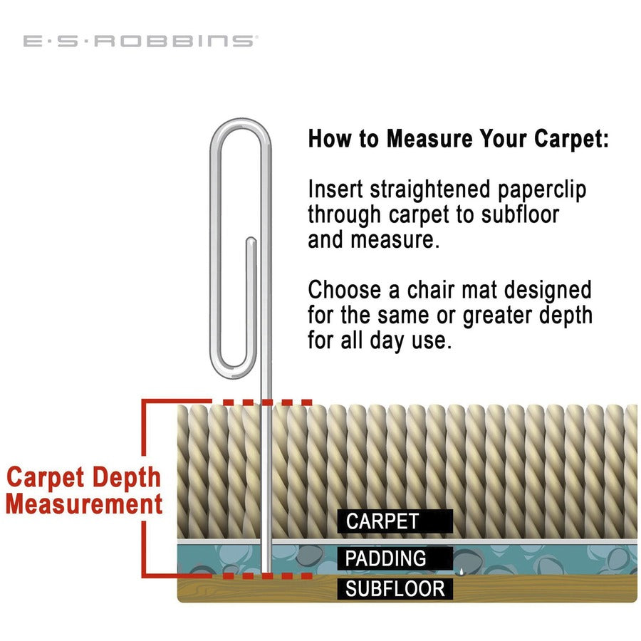 ES ROBBINS Sit or Stand Mat with Lip - Pile Carpet - 53" Length x 36" Width - Lip Size 18" Length x 20" Width - Rectangular - Vinyl, Foam - Clear - 1 Each