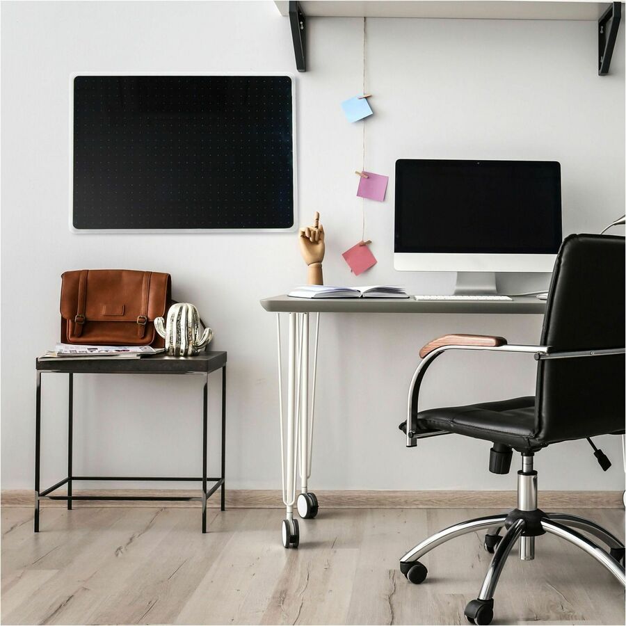 Floortex Viztex&reg; Glacier Black Multi-Purpose Grid Glass Dry-Erase Board 14" x 14"