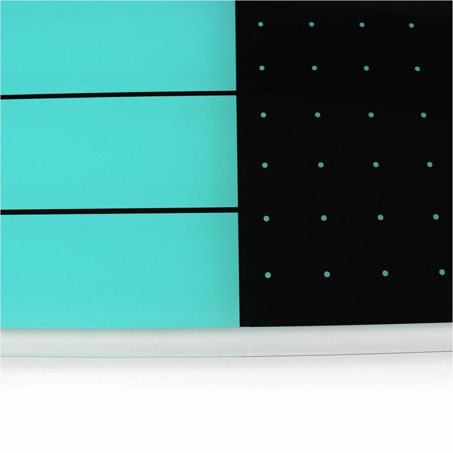 Floortex Cleartex Glacier Teal & Black Plan & Grid Glass Dry-Erase Board - 14" x 14"