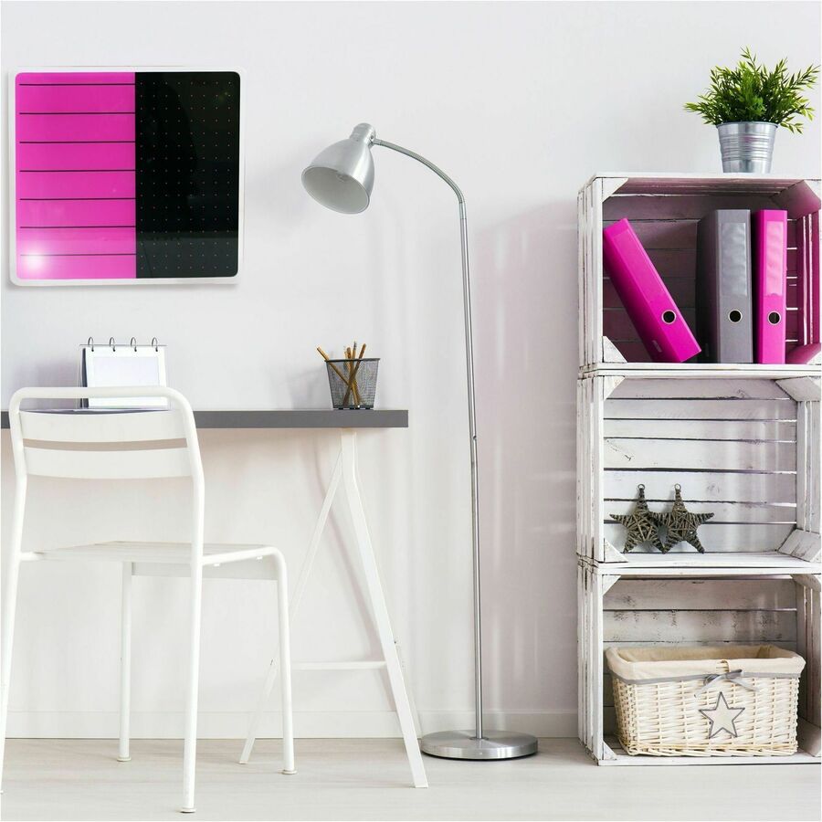 Floortex Viztex&reg; Glacier Violet & Black Plan & Grid Glass Dry-Erase Board - 14" x 14"