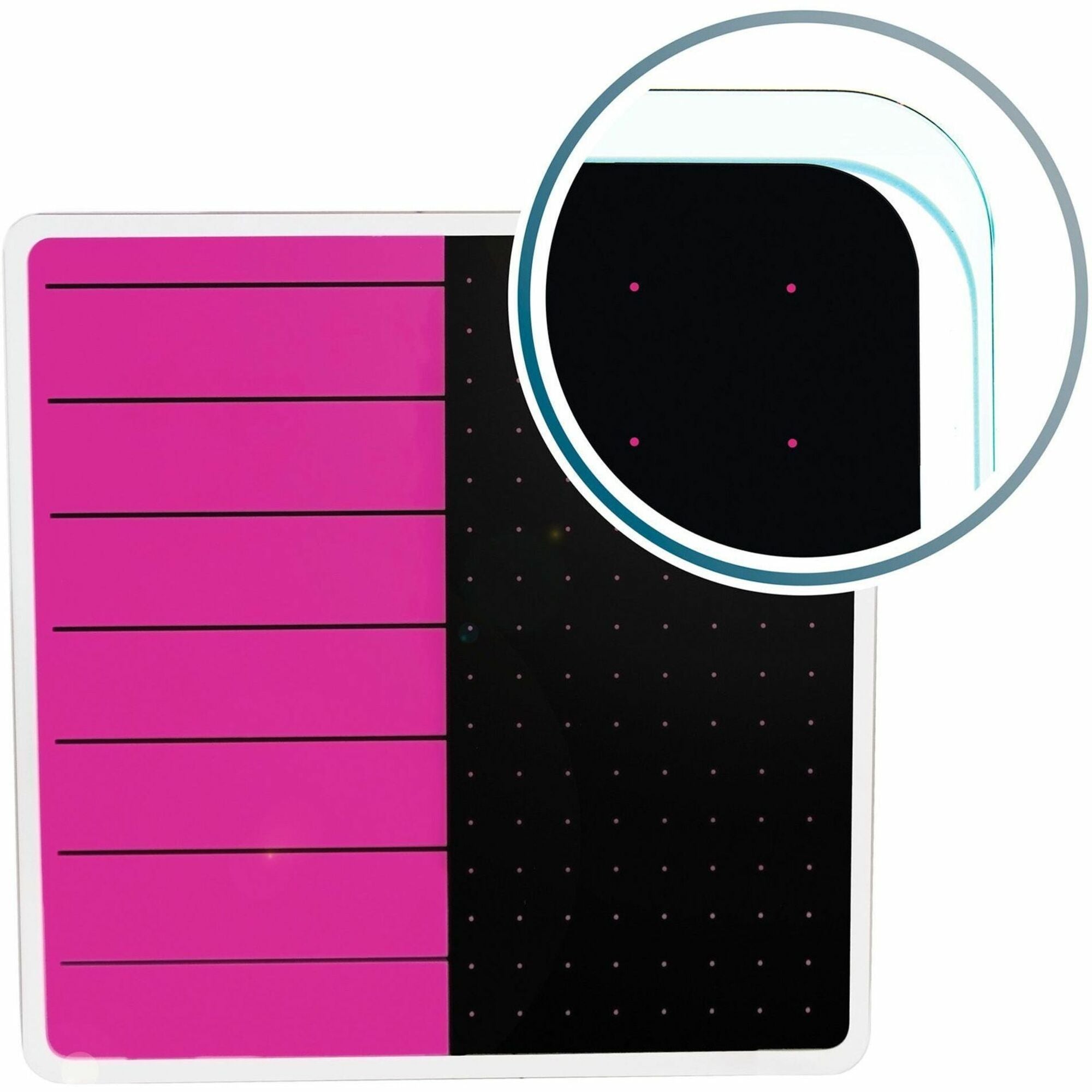Floortex Viztex&reg; Glacier Violet & Black Plan & Grid Glass Dry-Erase Board - 14" x 14"