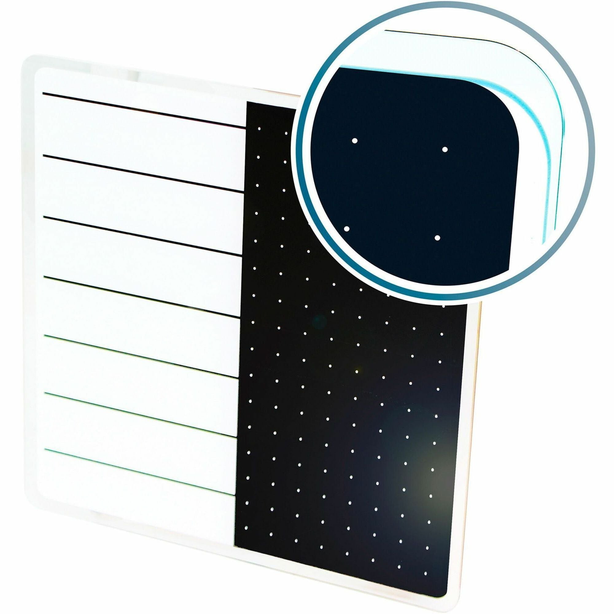 Floortex Viztex&reg; Glacier White & Black Plan & Grid Glass Dry-Erase Board - 14" x 14"