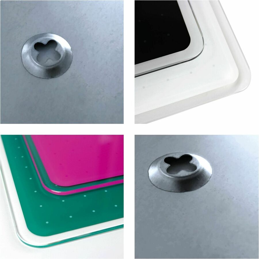 Floortex Viztex&reg; Glacier White & Black Plan & Grid Glass Dry-Erase Board - 14" x 14"