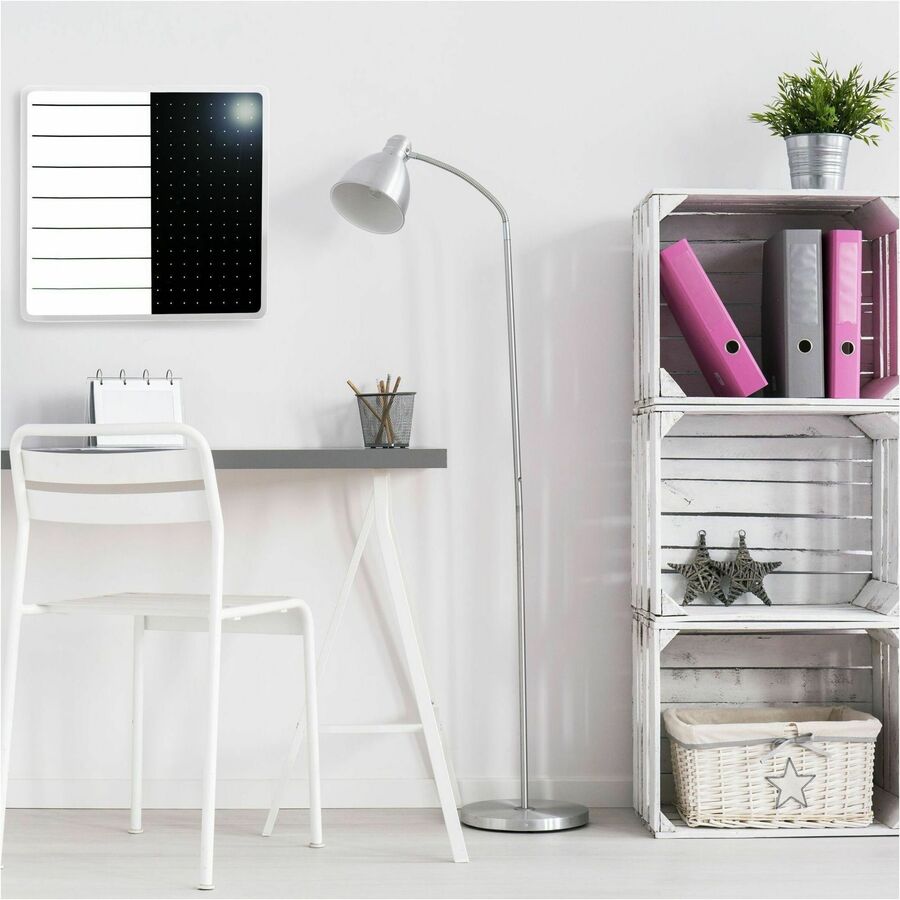 Floortex Viztex&reg; Glacier White & Black Plan & Grid Glass Dry-Erase Board - 14" x 14"