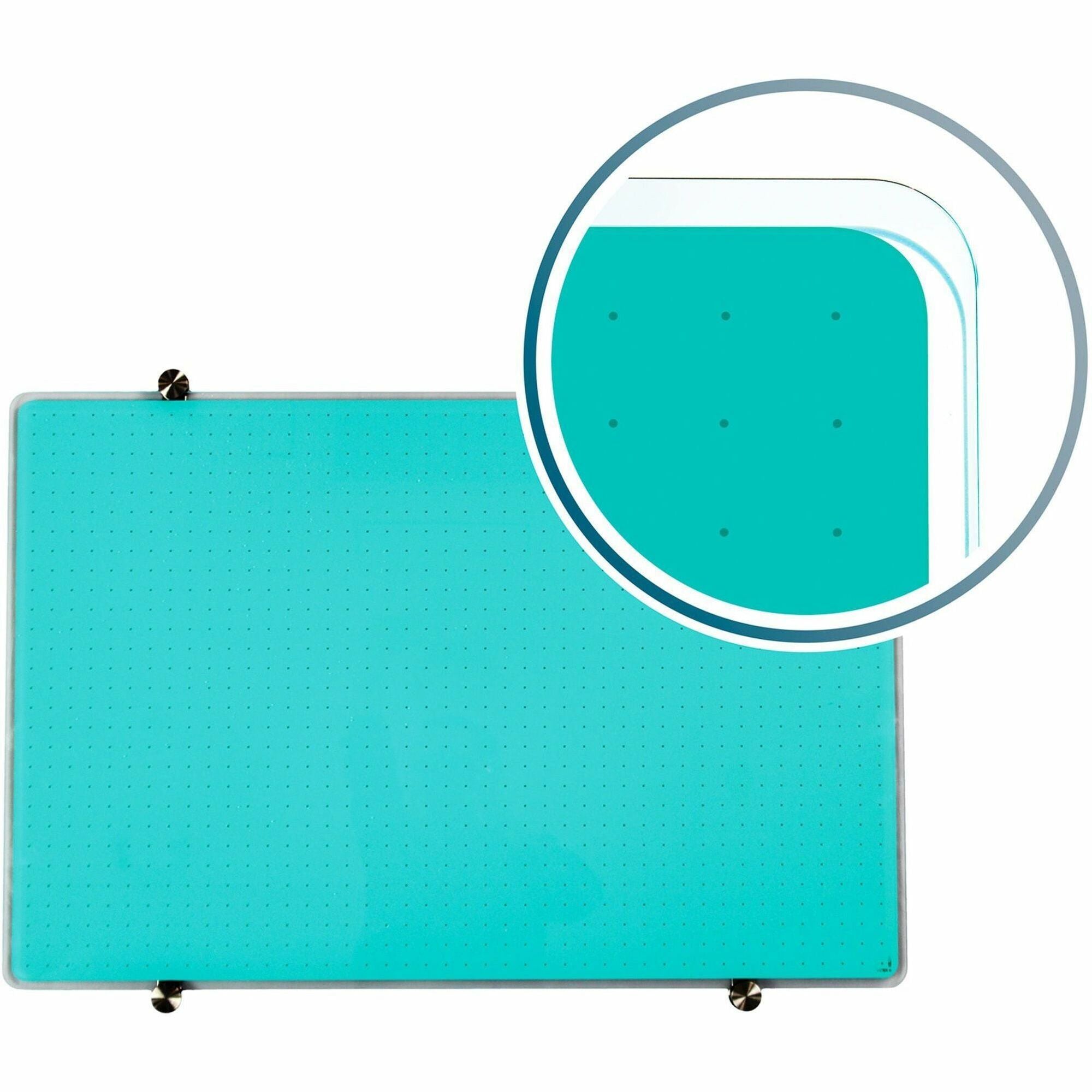 Floortex Viztex&reg; Glacier Teal Multi-Purpose Grid Glass Dry-Erase Board 24" x 36"