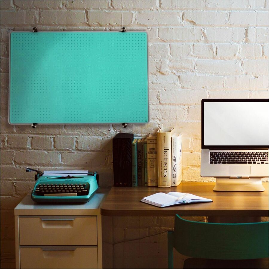 Floortex Viztex&reg; Glacier Teal Multi-Purpose Grid Glass Dry-Erase Board 30" x 40"