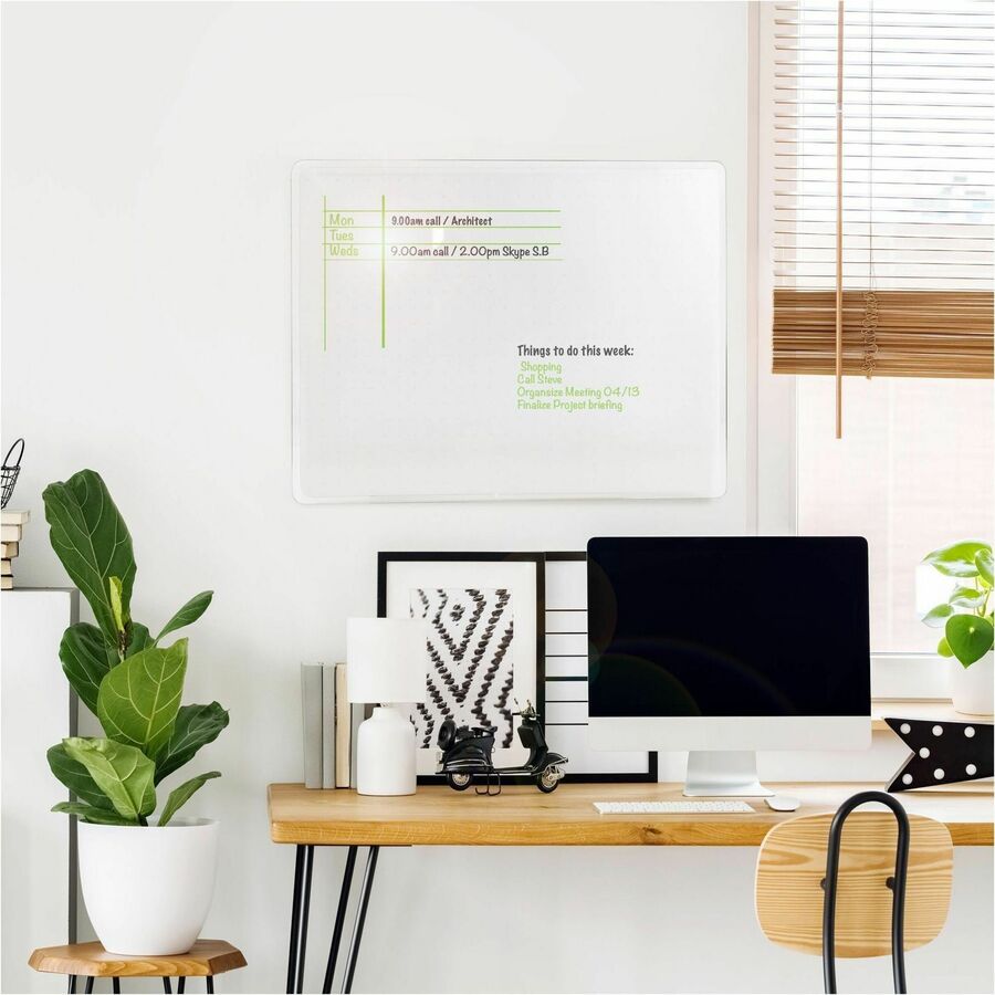 Floortex Viztex&reg; Glacier White Multi-Purpose Grid Glass Dry-Erase Board 30" x 40"