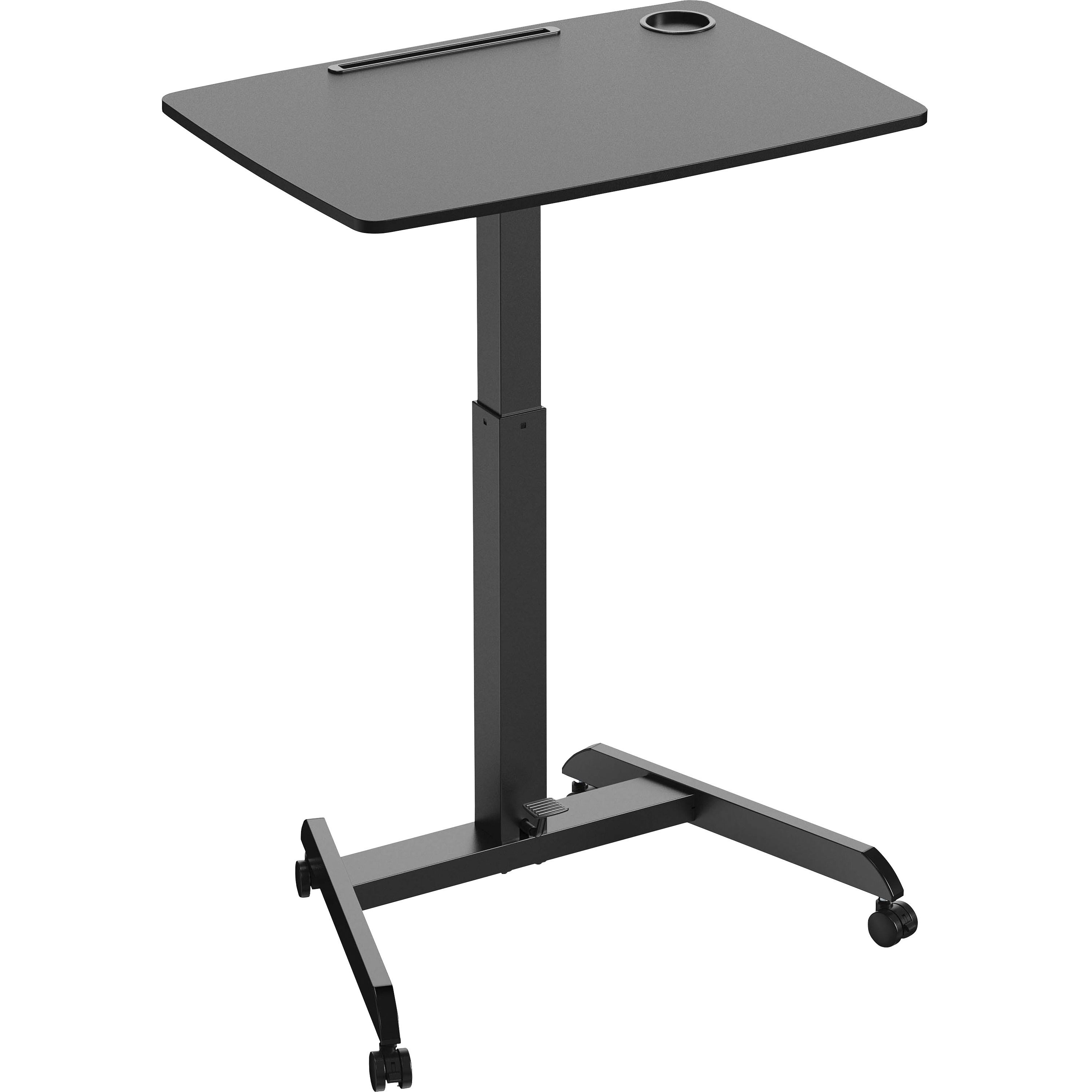 Kantek Mobile Height-Adjustable Sit-Stand Desk - Adjustable Height - 22" Table Top Length x 31.50" Table Top Width - 49" Height - Assembly Required - Black - Melamine Top Material - 1 Each