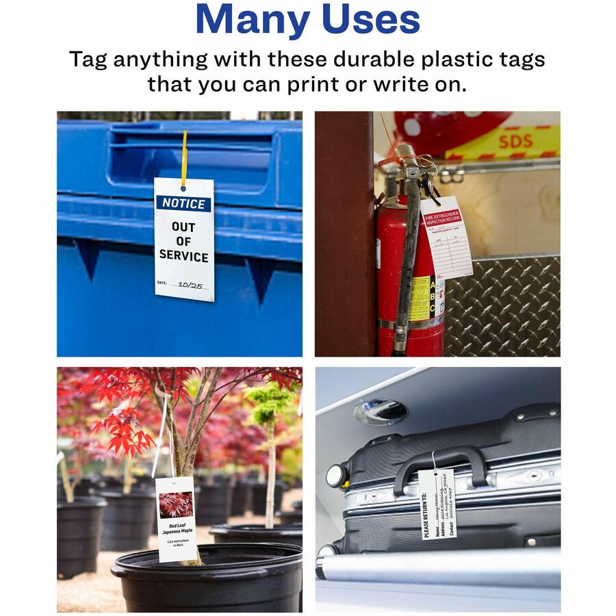 Avery&reg; UltraDuty Plastic Tags, 5.5" x 2.83" , White(62400)