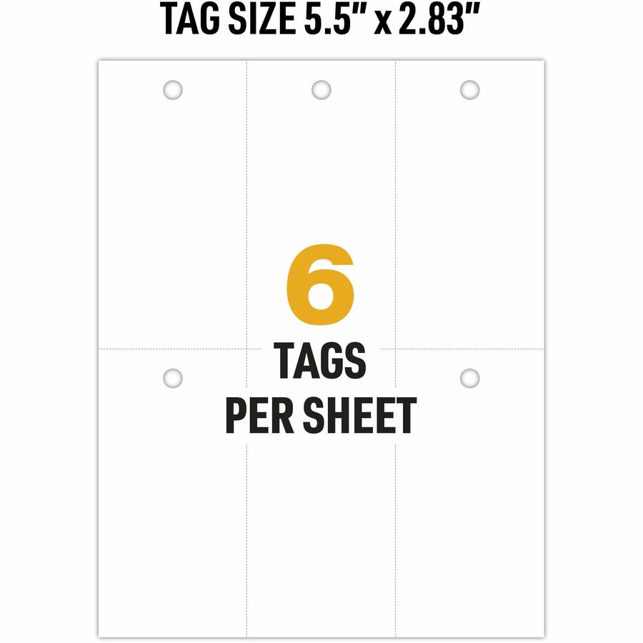 Avery&reg; UltraDuty Plastic Tags, 5.5" x 2.83" , White(62400)