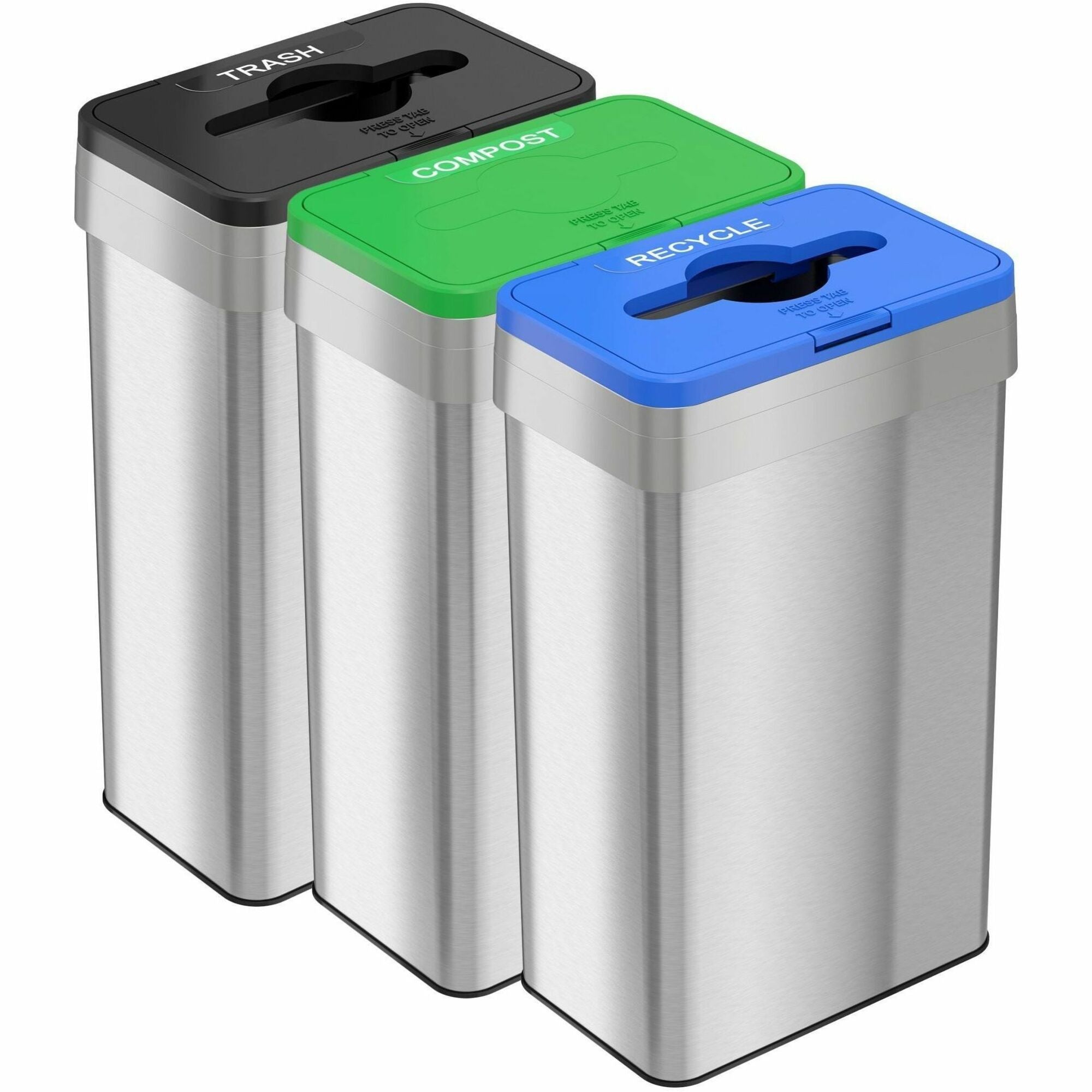 HLS Commercial 21-Gallon Trash/Recycle/Compost Can Set