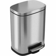 HLS Commercial Stainless Steel Soft Step Trash Can, 1.5 Gallon, Fire Resistant, Pedal Control, Fingerprint & Smudge Resistant, Lid Lock, Removable Inner Bin, Non-skid Rubber Feet, Handle, Gray, 1 Each