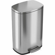 HLS Commercial Stainless Steel Soft Step Trash Can, 13 Gallon, Fire Resistant, Foot Pedal, Fingerprint & Smudge Resistant, Lid Lock, Removable Inner Bin, Non-skid Rubber Feet, Handle, Gray, 1 Each