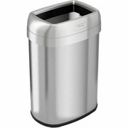 HLS Commercial Stainless Steel Open Top Trash Can, 13 Gallon, Elliptical, Manual, Heavy Duty, Fingerprint & Bacteria Resistant, Vented, Handle, Easy to Clean, Gray, 24.3" H x 11.5" W, 1 Each