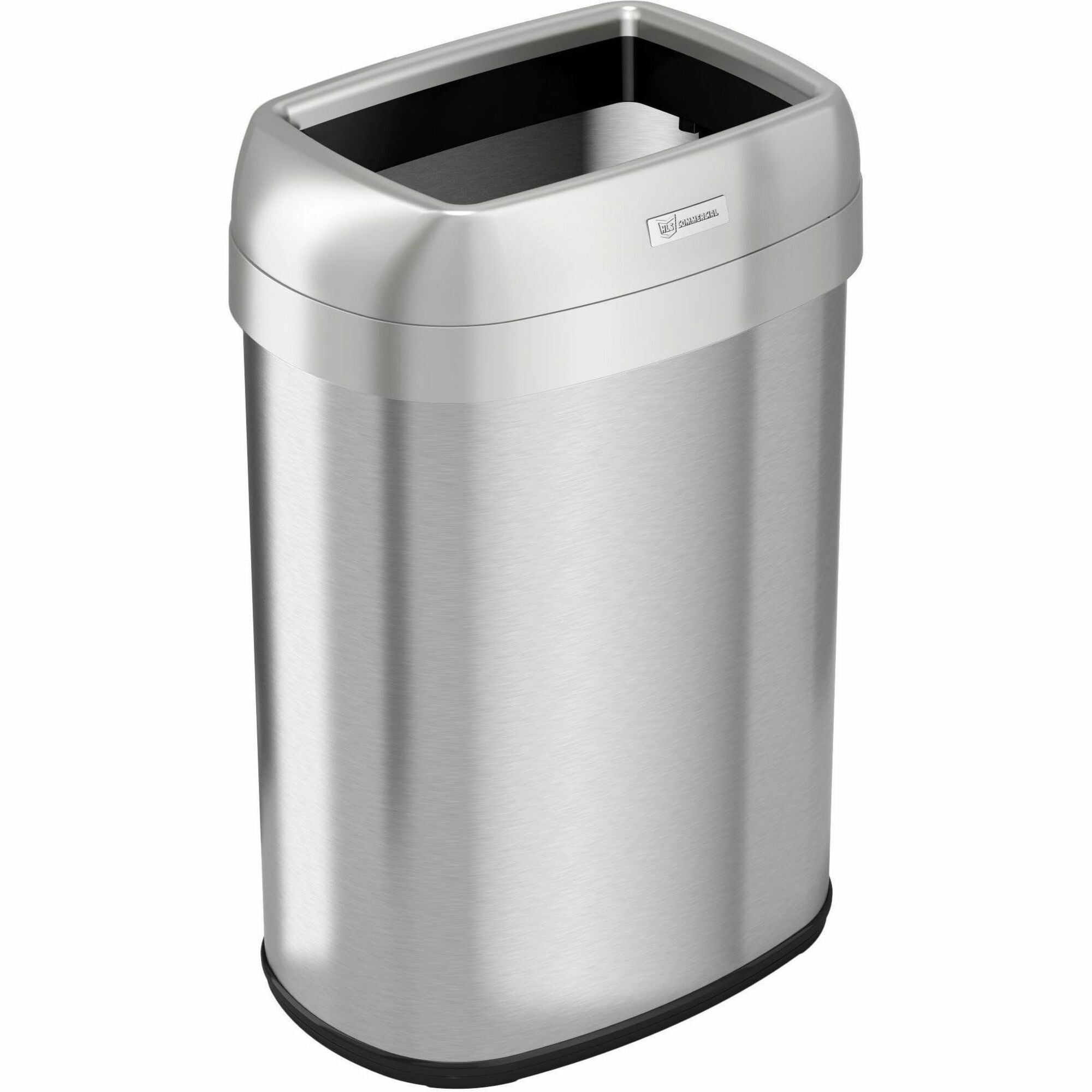 HLS Commercial Stainless Steel Open Top Trash Can, 13 Gallon, Elliptical, Manual, Heavy Duty, Fingerprint & Bacteria Resistant, Vented, Handle, Easy to Clean, Gray, 24.3" H x 11.5" W, 1 Each