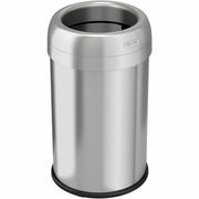 HLS Commercial Stainless Steel Open Top Trash Can - 13 gal Capacity - Round - Manual - Heavy Duty, Fingerprint Resistant, Bacteria Resistant, Vented, Handle, Easy to Clean - 24.5" Height x 14.3" Width - Stainless Steel, ABS Plastic - Gray - 1 Each
