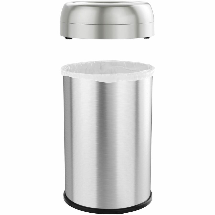 HLS Commercial Stainless Steel Open Top Trash Can - 13 gal Capacity - Round - Manual - Heavy Duty, Fingerprint Resistant, Bacteria Resistant, Vented, Handle, Easy to Clean - 24.5" Height x 14.3" Width - Stainless Steel, ABS Plastic - Gray - 1 Each