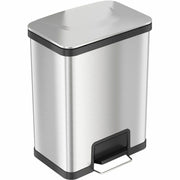 HLS Commercial AirStep Stainless Steel Step Trash Can, 13 Gallon, Rectangular, Manual Foot Pedal, Deodorizer, Smudge & Fingerprint Resistant, Vented, Gray/Black, 1 Each