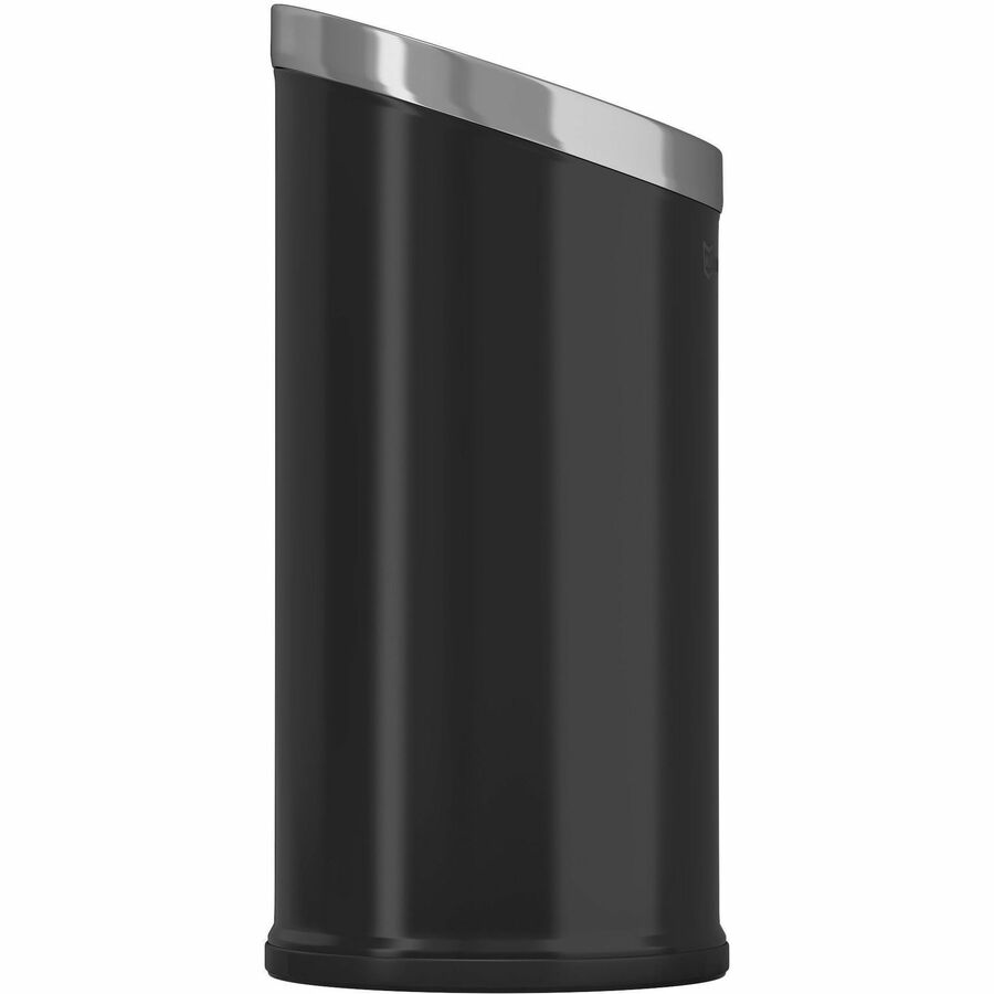 HLS Commercial 15-Gallon Round Open Top Trash Can - 15 gal Capacity - Round - Removable Lid, Handle, Powder Coated - 31.5" Height x 14.9" Width - Powder Coated Steel, Galvanized Steel - Black - 1 Each