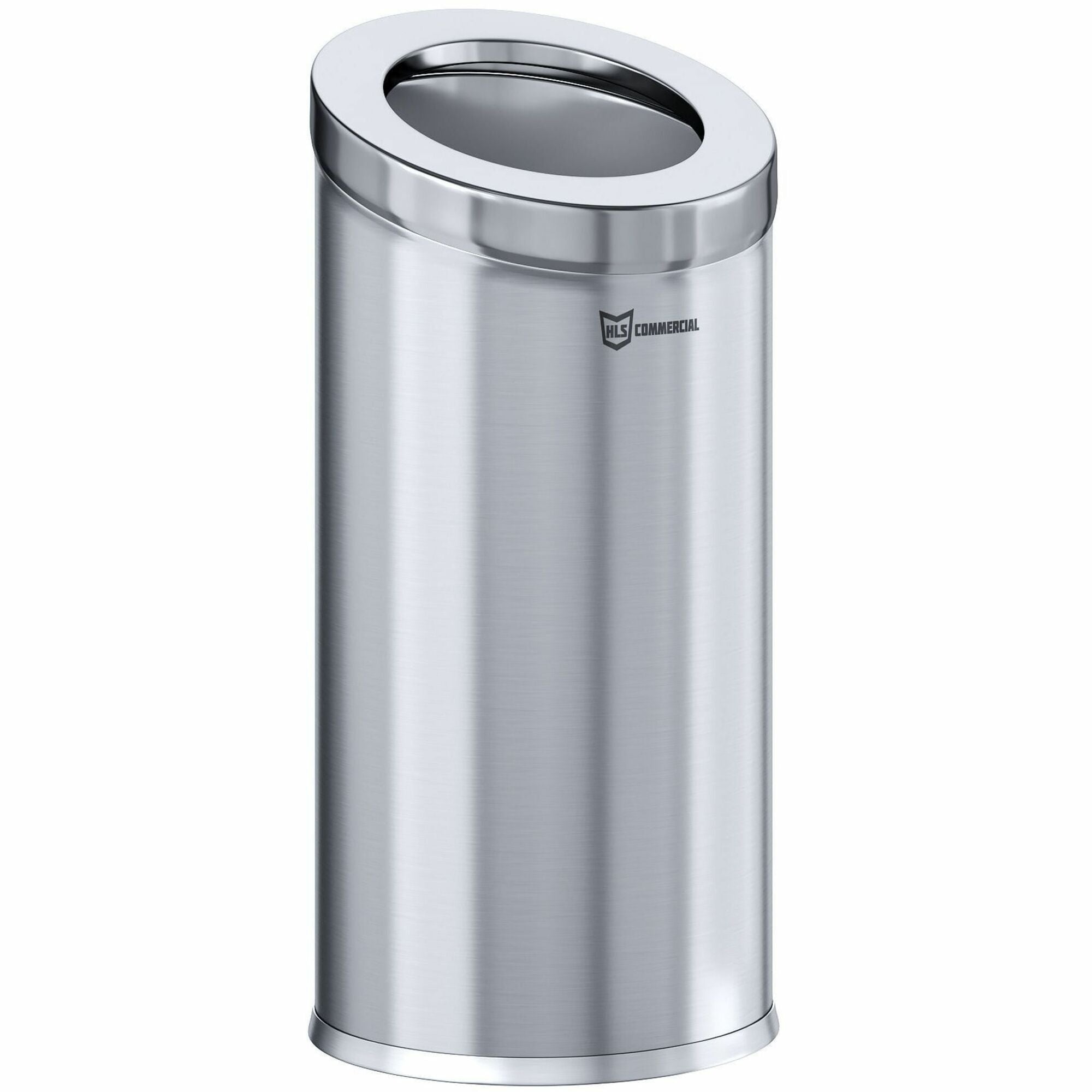 HLS Commercial 15-Gallon Round Open Top Trash Can - 15 gal Capacity - Round - Removable Lid, Handle, Smudge Resistant, Easy to Clean, Durable - 31.5" Height x 14.9" Width - Stainless Steel, Galvanized Steel - Gray - 1 Each