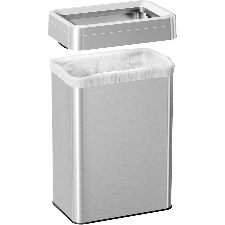 HLS Commercial Stainless Steel Bin Receptacle - Deodorizer - 16 gal Capacity - Rectangular - Fingerprint Proof, Recyclable - 25.3" Height x 10.3" Width x 16" Depth - Stainless Steel - Silver - 1 Each