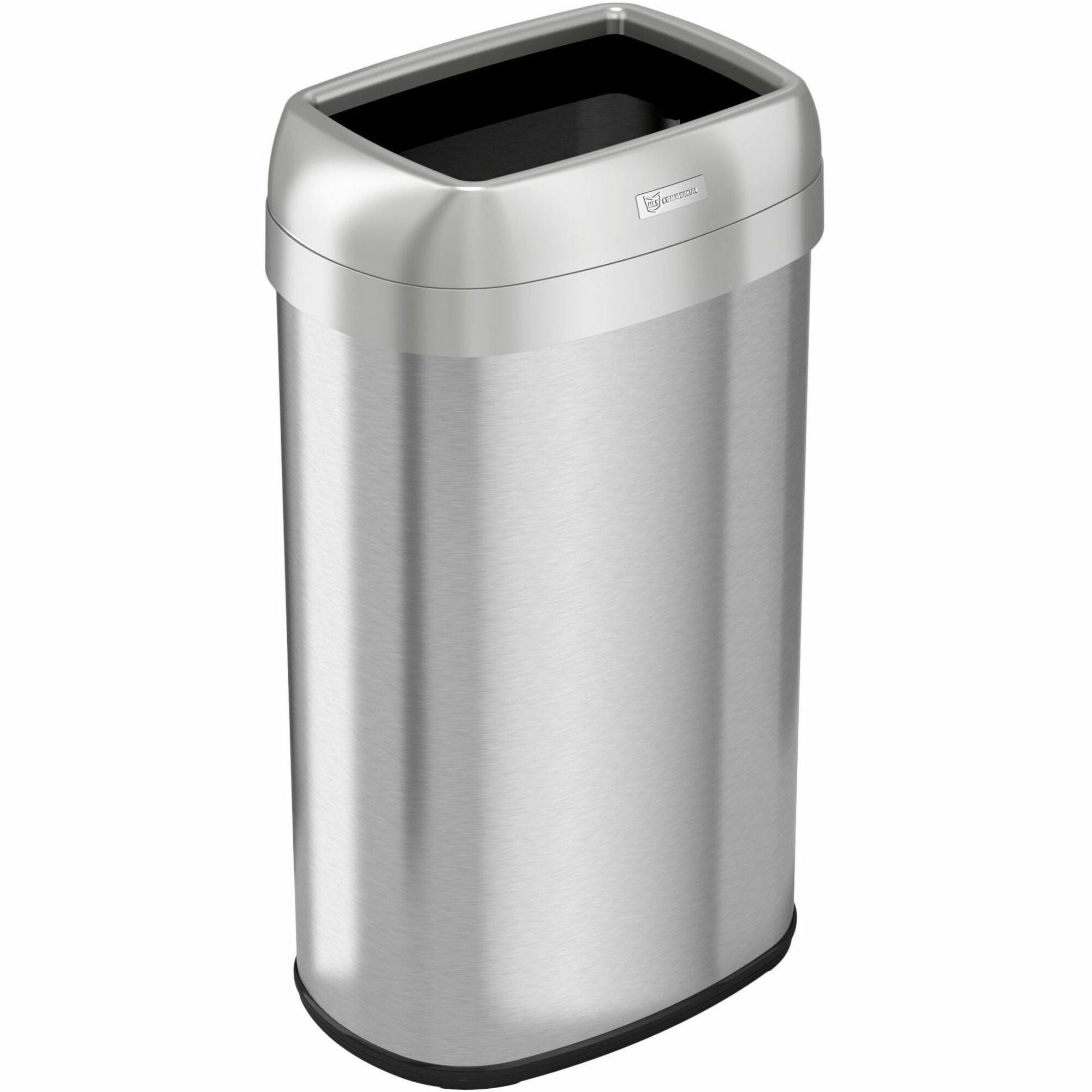 HLS Commercial Stainless Steel Open Top Trash Can, 16 Gallon, Elliptical, Manual, Heavy Duty, Fingerprint & Bacteria Resistant, Vented, Handle, Easy to Clean, Gray, 28.5" H x 11.5" W, 1 Each