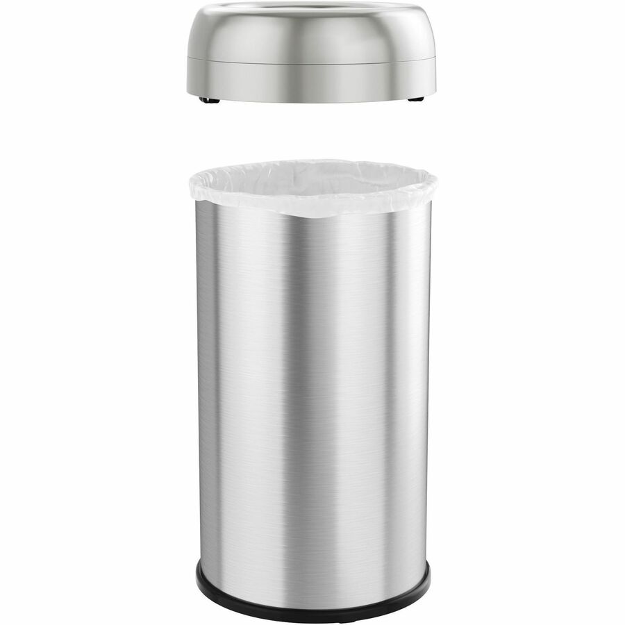 HLS Commercial Stainless Steel Open Top Trash Can - 16 gal Capacity - Round - Manual - Heavy Duty, Fingerprint Resistant, Bacteria Resistant, Vented, Handle, Easy to Clean - 28.3" Height x 14.3" Width - Stainless Steel, ABS Plastic - Gray - 1 Each