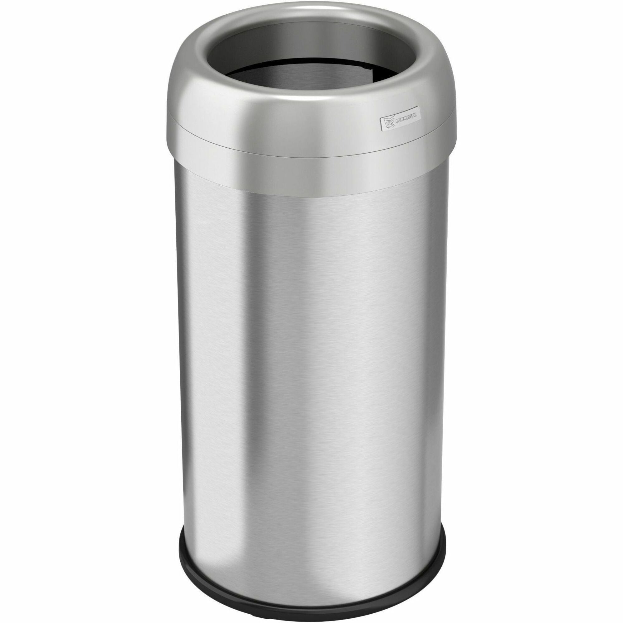 HLS Commercial Stainless Steel Open Top Trash Can - 16 gal Capacity - Round - Manual - Heavy Duty, Fingerprint Resistant, Bacteria Resistant, Vented, Handle, Easy to Clean - 28.3" Height x 14.3" Width - Stainless Steel, ABS Plastic - Gray - 1 Each